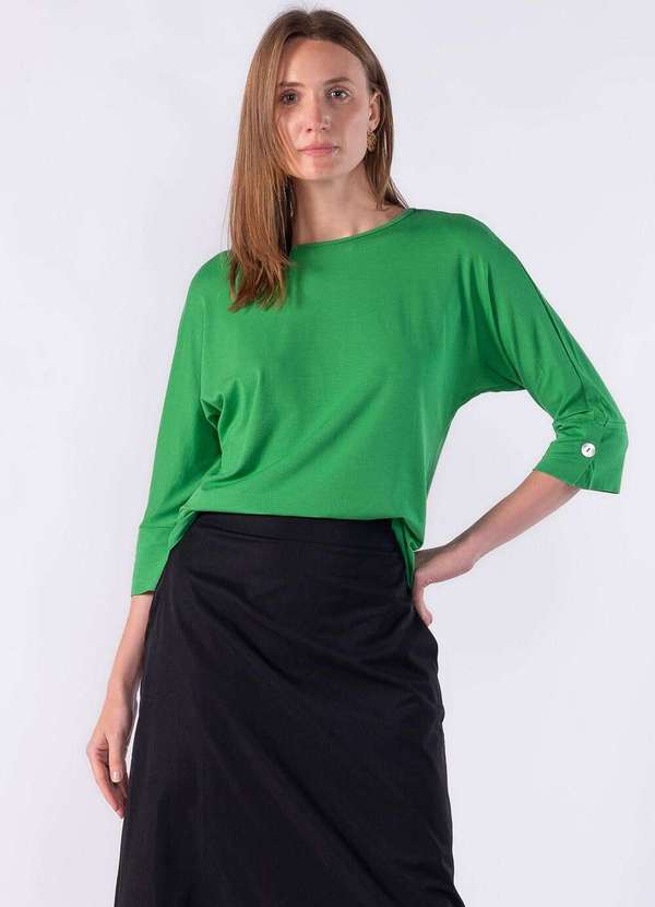 Lamis - Blusa Malha Manga Morcego Verde 2