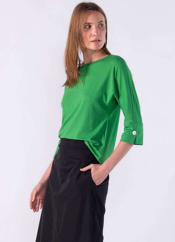 Lamis - Blusa Malha Manga Morcego Verde 3