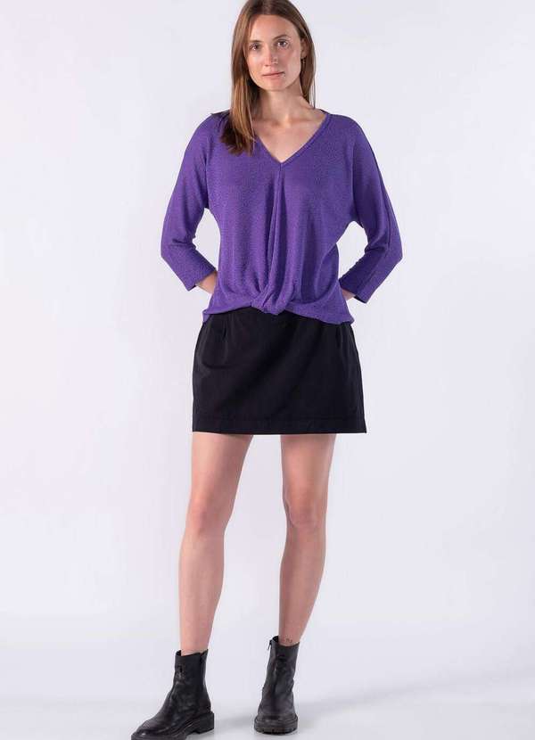 Lamis - Blusa Manga 3/4 com Detalhe Frente Roxo 3