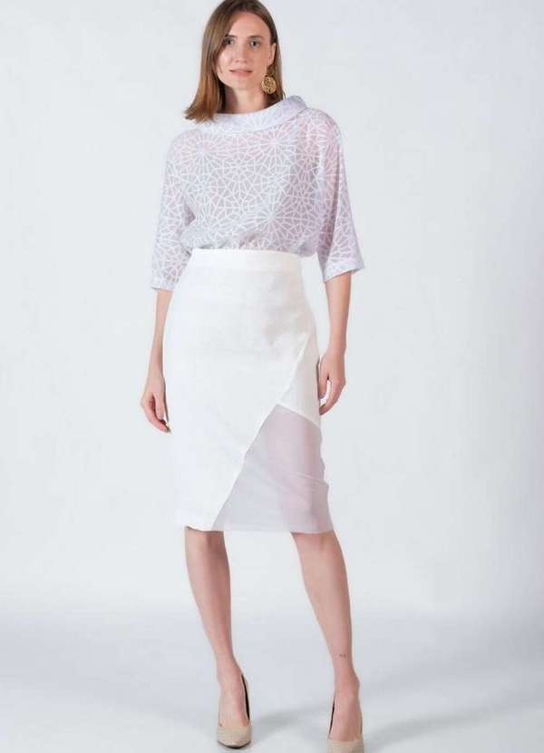 Lamis - Blusa Manga 3/4 Gola Canoa Off White