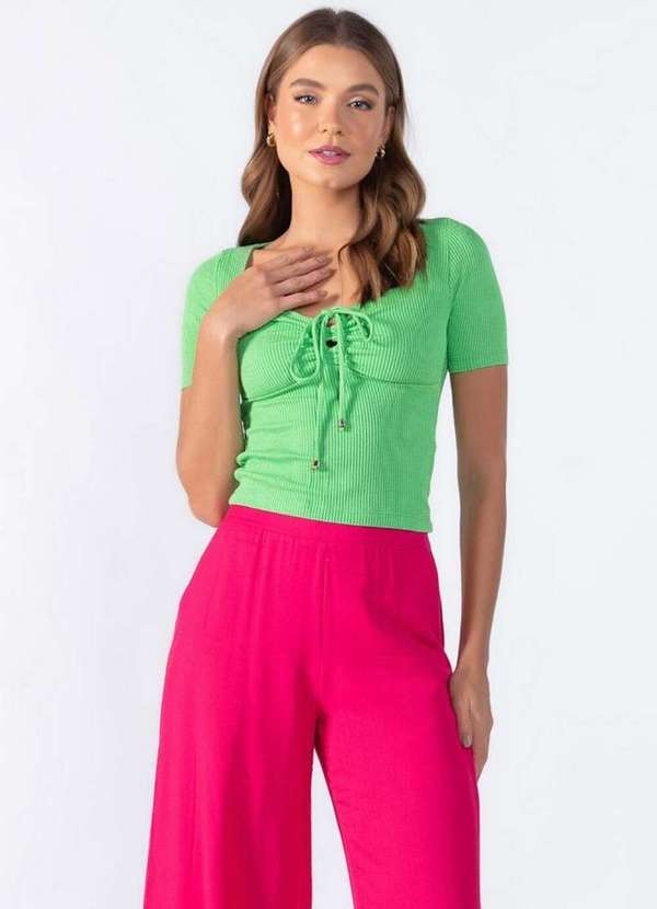 Lamis - Blusa Manga Amarracao Busto Verde