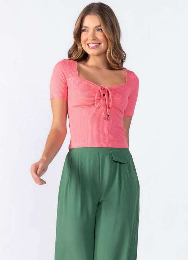 Lamis - Blusa Manga Amarracao Busto Rosa