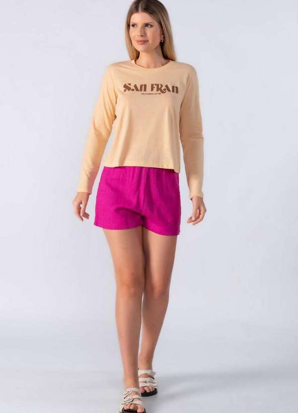 Lamis - Blusa Manga Longa Basica Bege