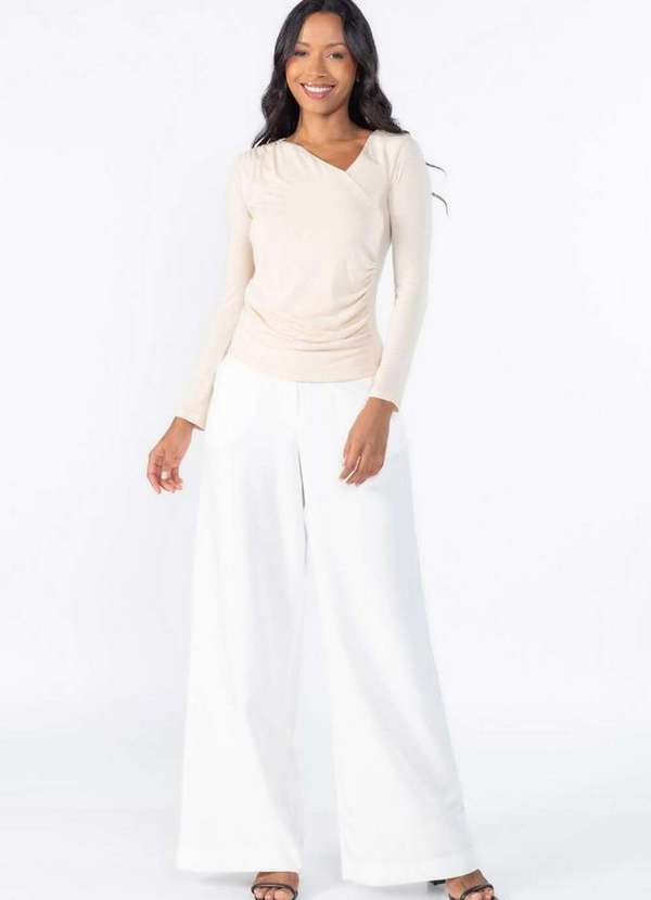 Lamis - Blusa Manga Longa Franzida Bege