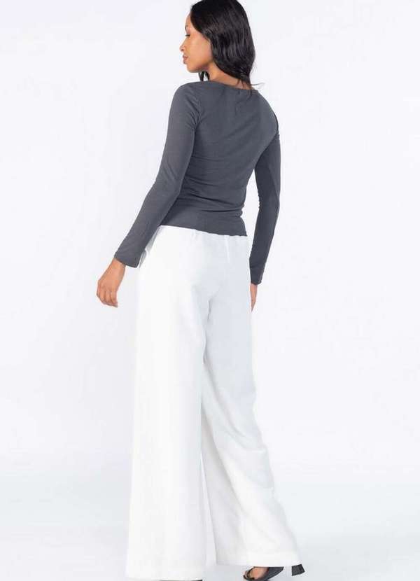 Lamis - Blusa Manga Longa Franzida Cinza 3