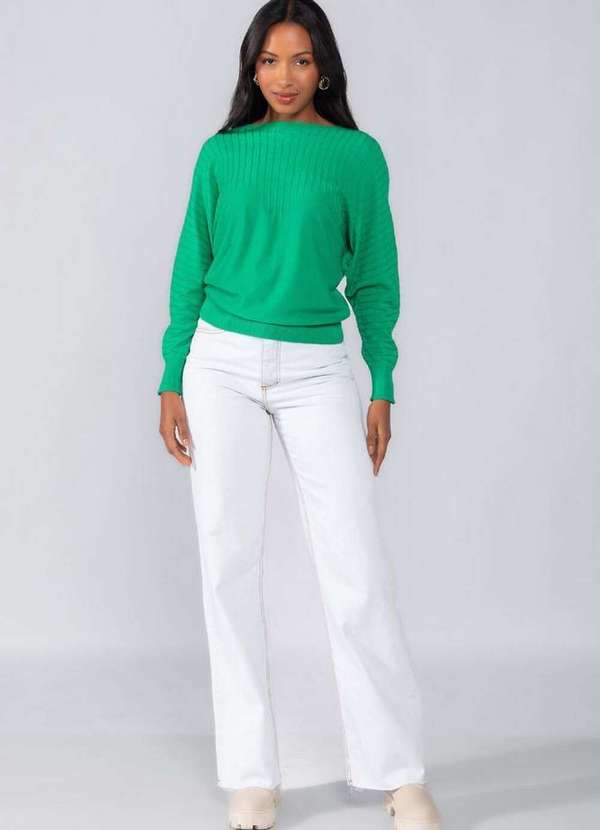 Lamis - Blusa Manga Morcego sem Gola Verde