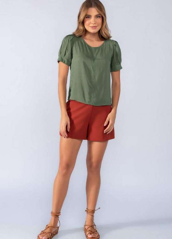 Lamis - Blusa Mangas Princesa em Viscose Verde