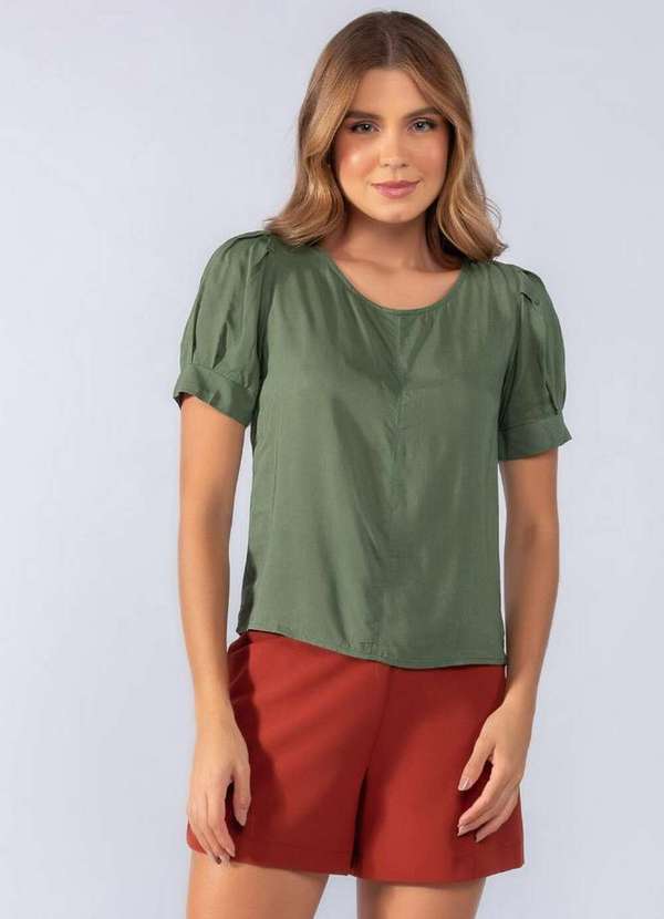 Lamis - Blusa Mangas Princesa em Viscose Verde 2