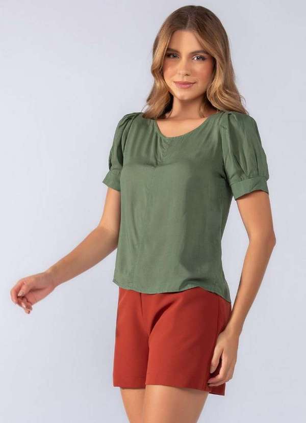Lamis - Blusa Mangas Princesa em Viscose Verde 3