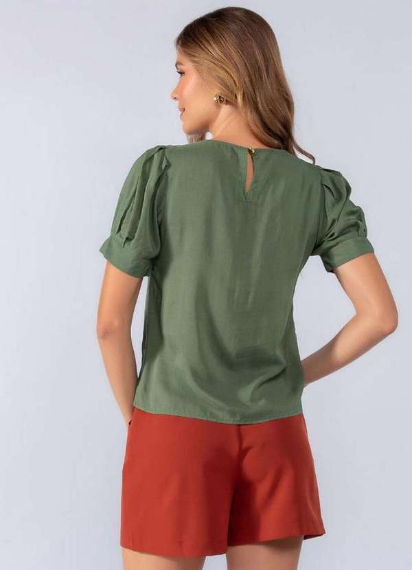 Lamis - Blusa Mangas Princesa em Viscose Verde 4