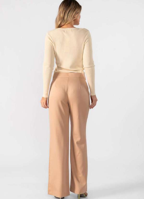 Lamis - Blusa Modal Decote V Manga Longa Creme 4