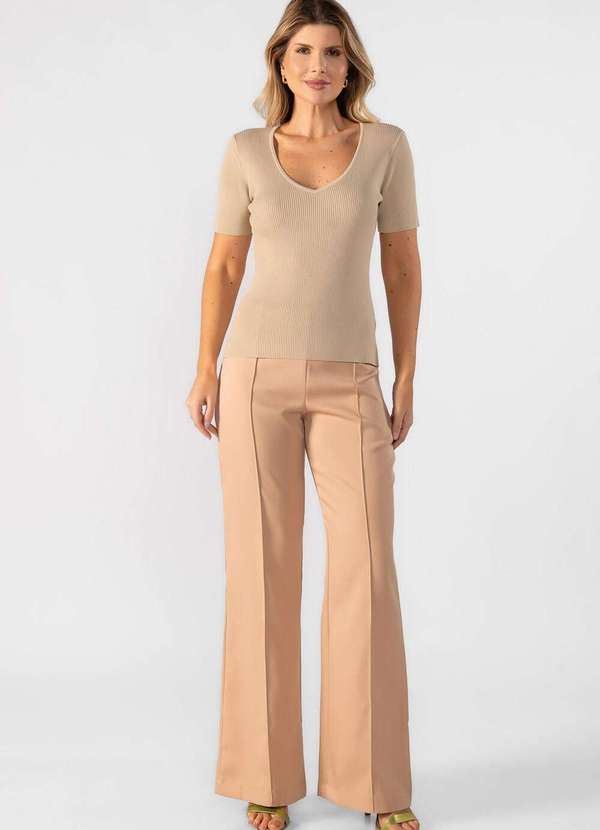 Lamis - Blusa Modal Decote V Bege 2