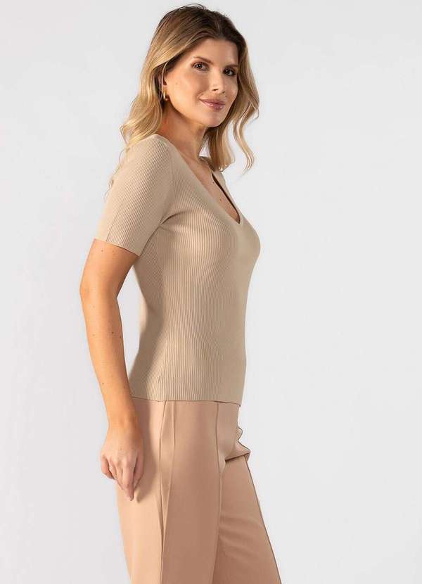 Lamis - Blusa Modal Decote V Bege 3