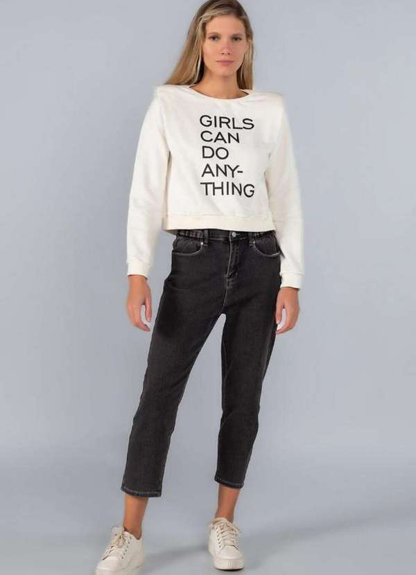 Lamis - Blusa Moletinho com Ombreira Off White