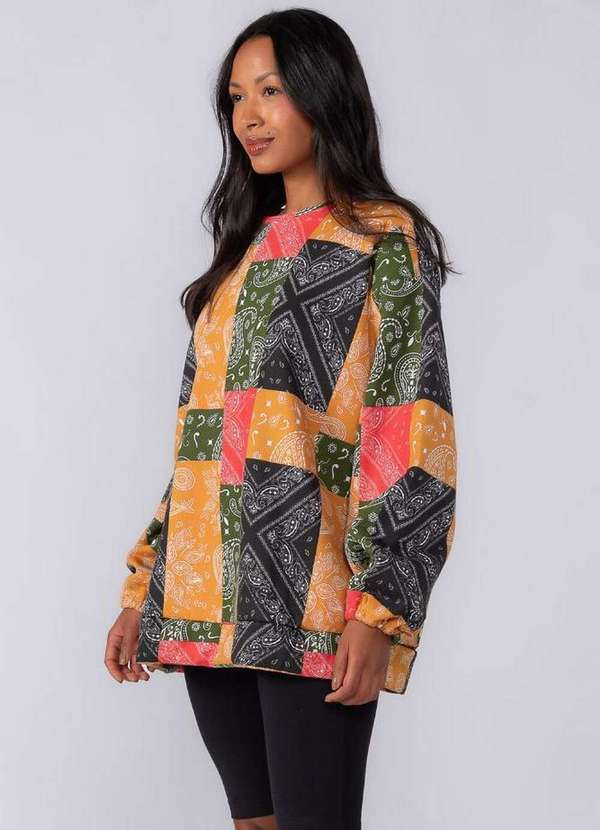 Lamis - Blusa Moletom Estampa Abstratos Multicolor