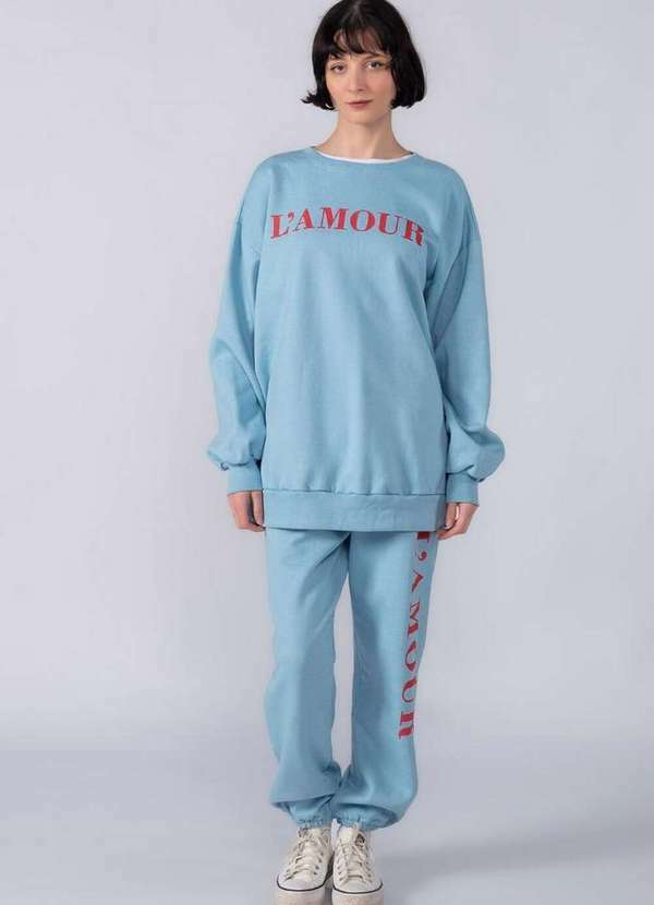 Lamis - Blusa Moletom Oversized Azul