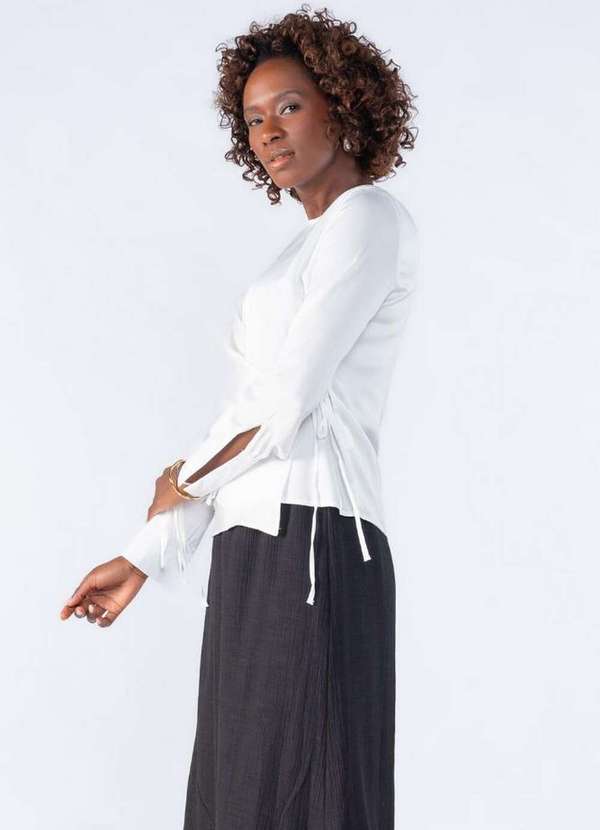 Lamis - Blusa Poliester Transpassada Branco 3