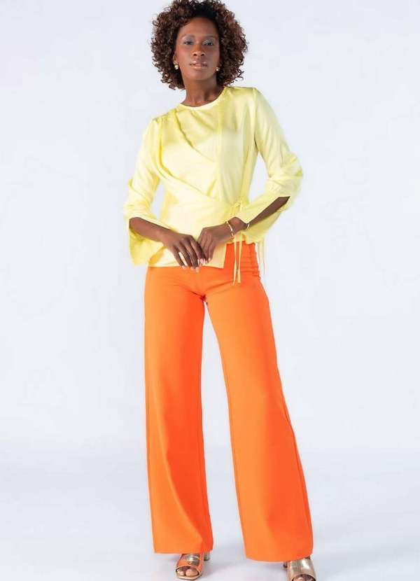 Lamis - Blusa Poliester Transpassada Amarelo