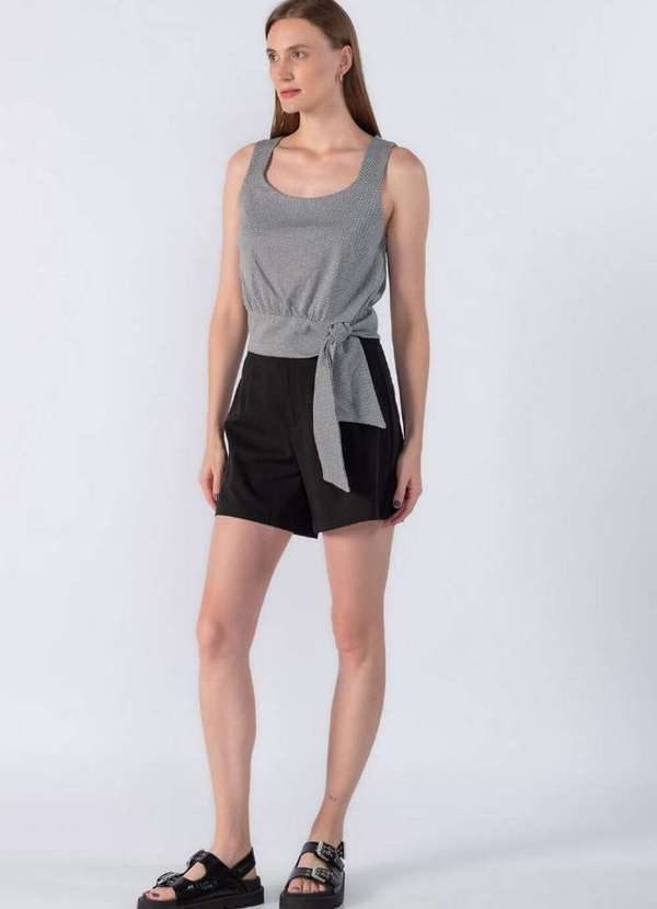 Lamis - Blusa Regata Amarracao Cintura Preto 2