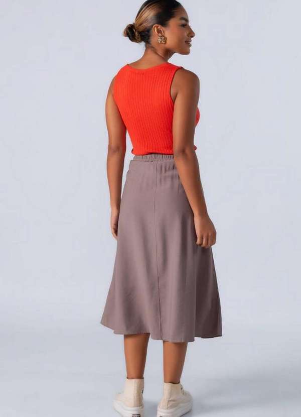 Lamis - Blusa Regata Canelada Decote em V Laranja 4