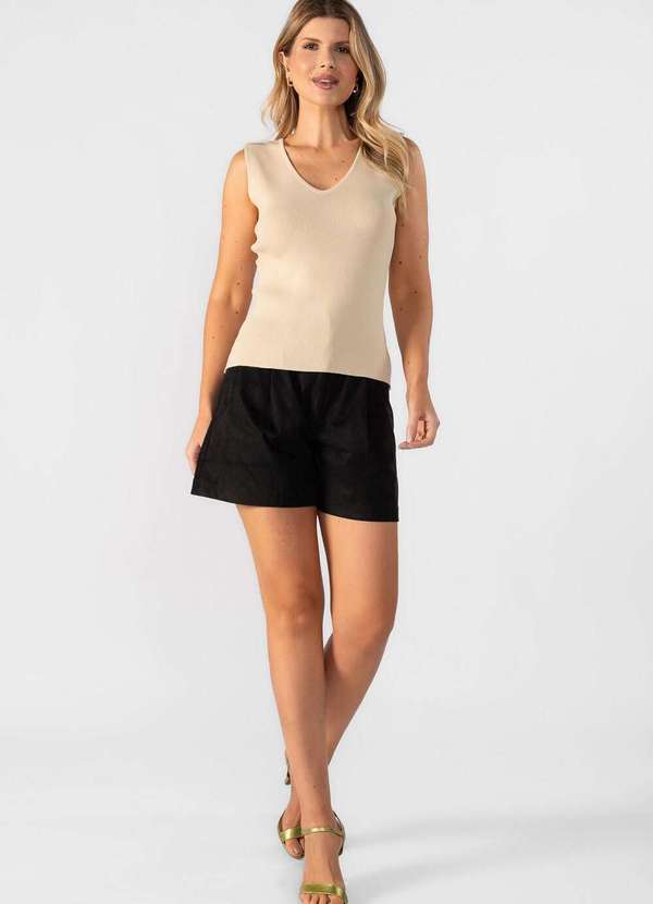 Lamis - Blusa Regata Decote em V Bege 2