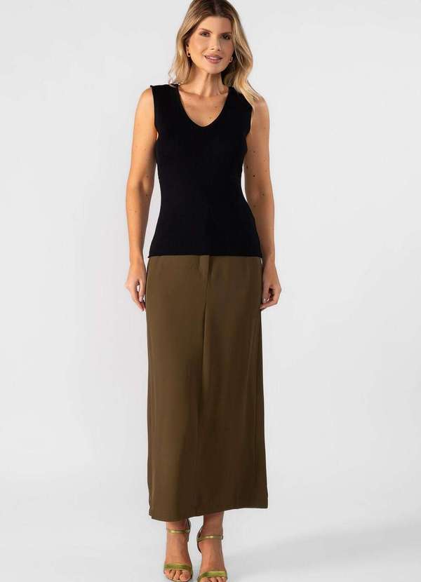 Lamis - Blusa Regata Decote em V Preto