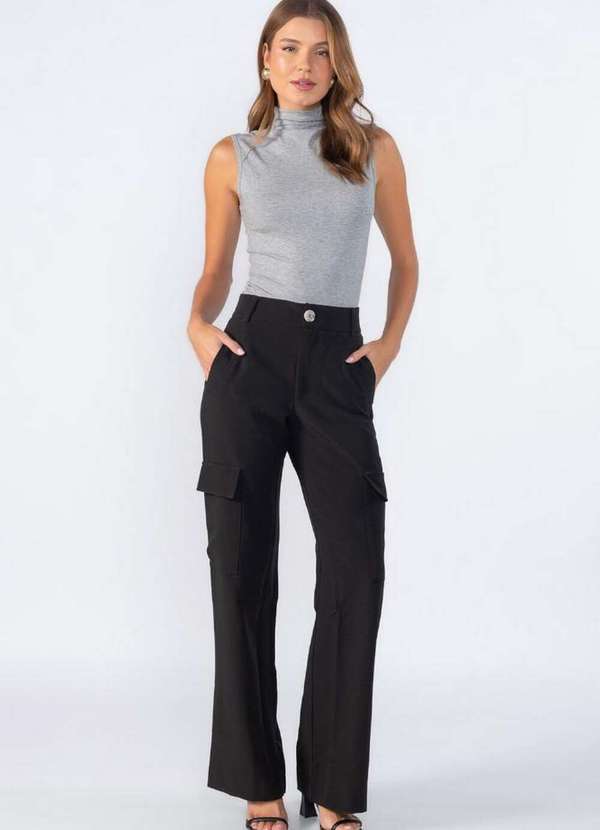 Lamis - Blusa Regata em Viscose Gola Alta Cinza