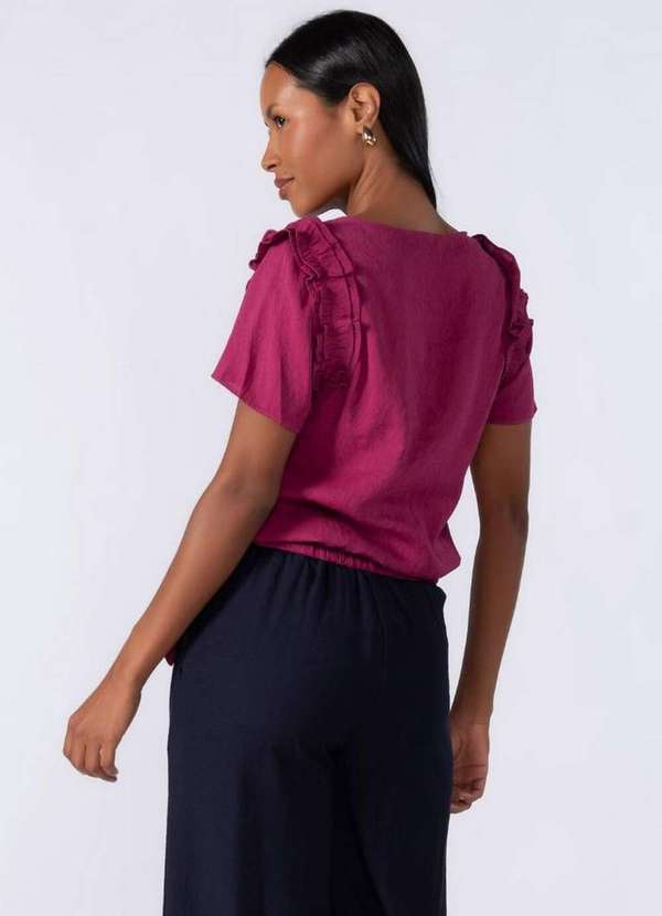 Lamis - Blusa Transpassada Babado na Manga Roxo 3