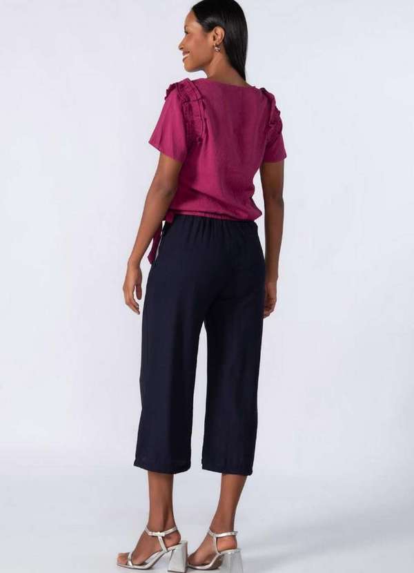 Lamis - Blusa Transpassada Babado na Manga Roxo 4