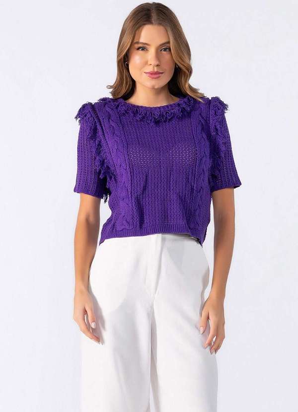 Lamis - Blusa Tricot com Ombreiras Roxo