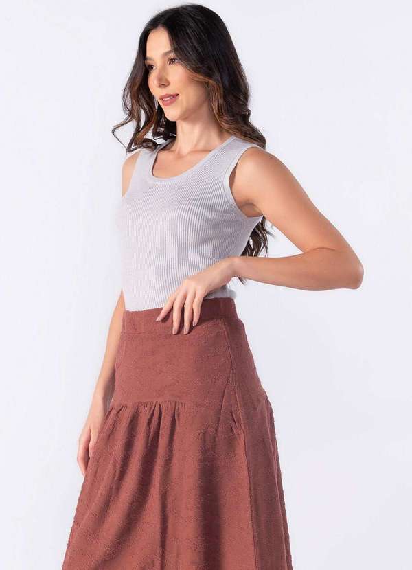 Lamis - Blusa Tricot Regata Decote U Cinza 3