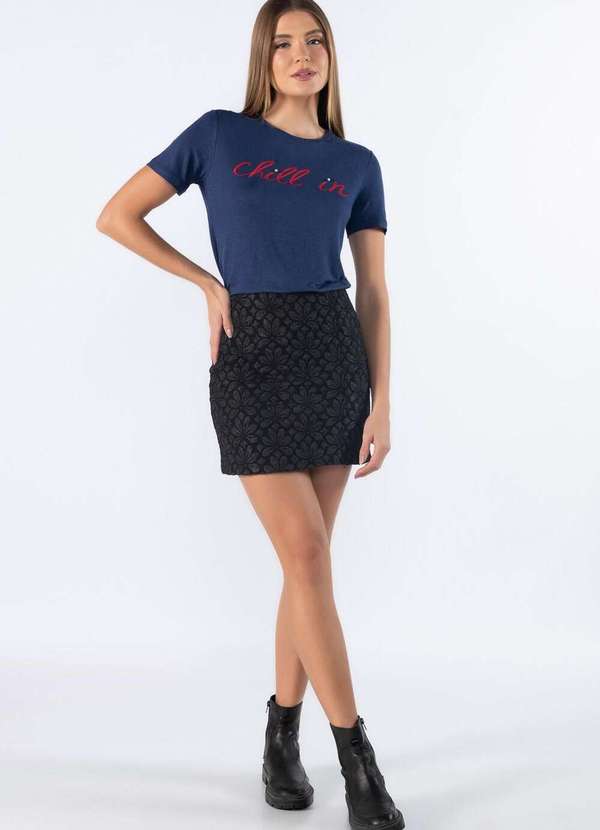 Lamis - Blusa Tshirt Bordada Basica Azul 2