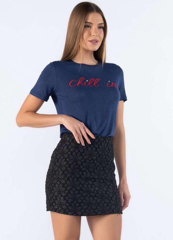 Lamis - Blusa Tshirt Bordada Basica Azul 3