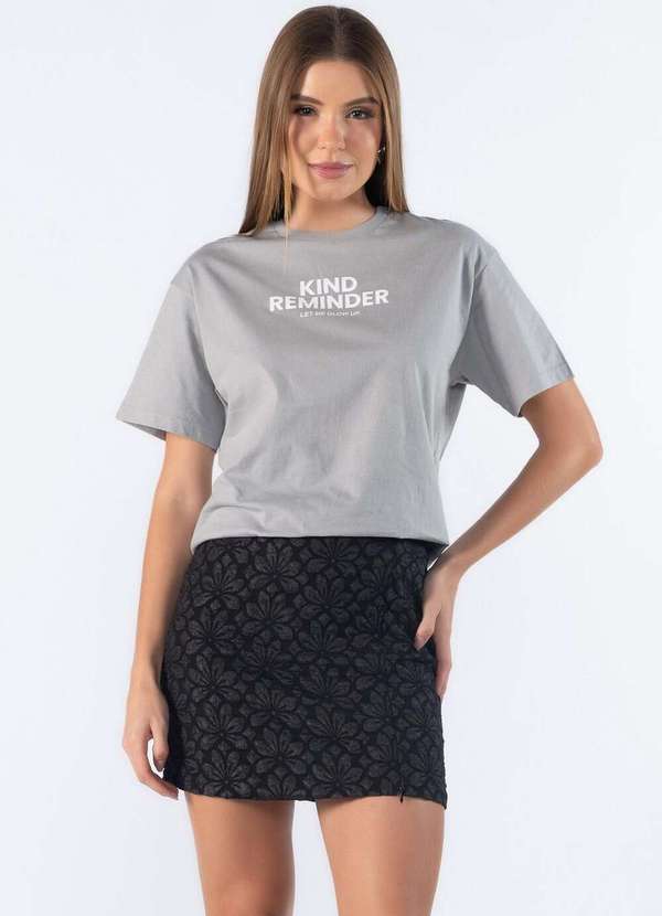 Lamis - Blusa Tshirts Estampa Glow Up Cinza