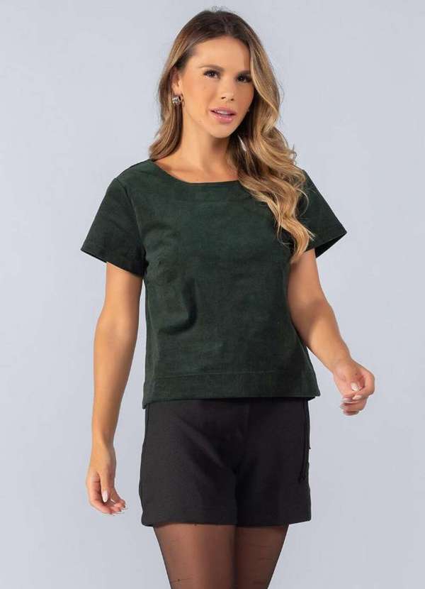 Lamis - Blusa Veludo Cotele Quadrado Verde