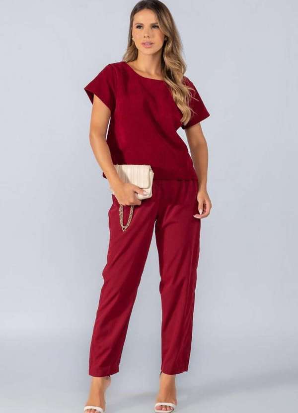 Lamis - Blusa Veludo Cotele Quadrado Vinho