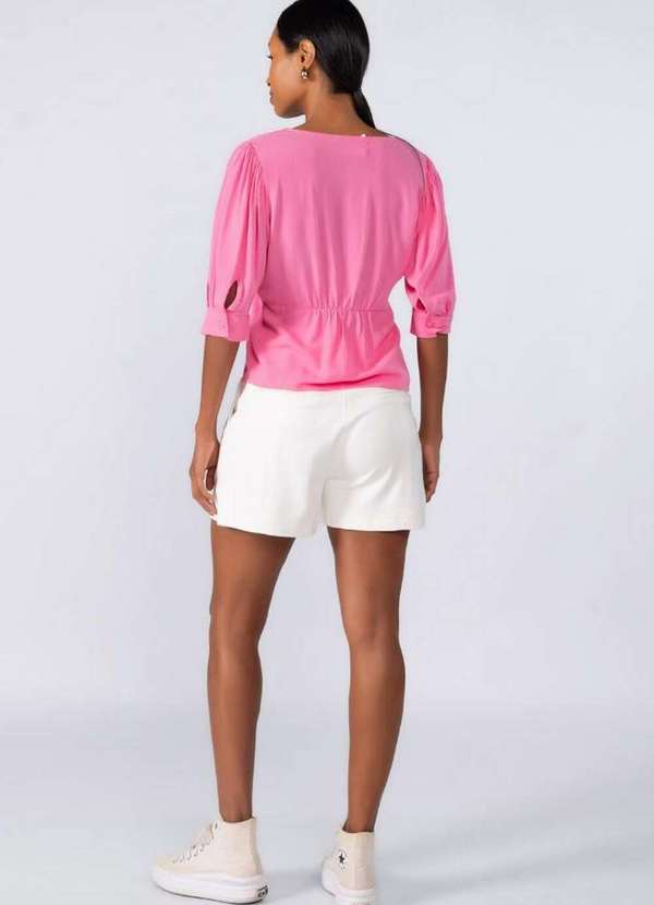 Lamis - Blusa Viscose Manga 3/4 com Decote Rosa 4