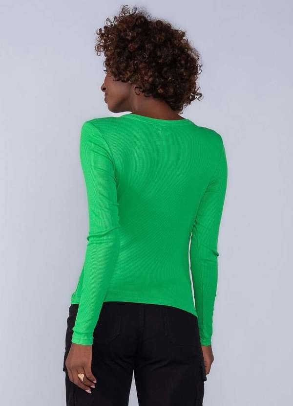 Lamis - Blusa Viscose Manga Longa com Ombreiras Verde 4