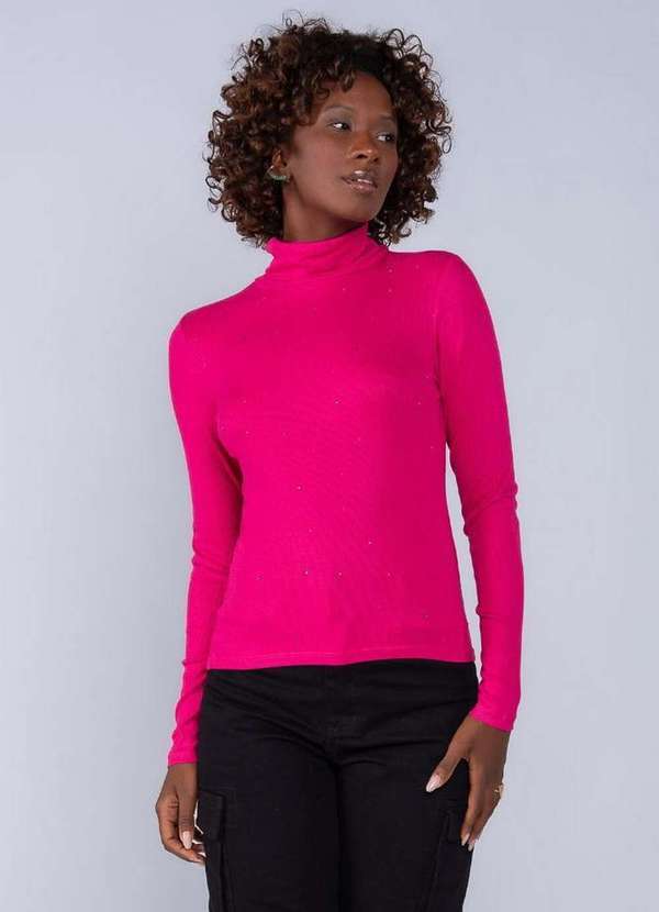 Lamis - Blusa Viscose Pedraria Manga Longa Pink