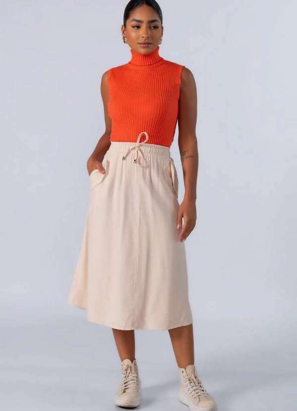 Lamis - Cacharrel Canelada em Viscose Laranja