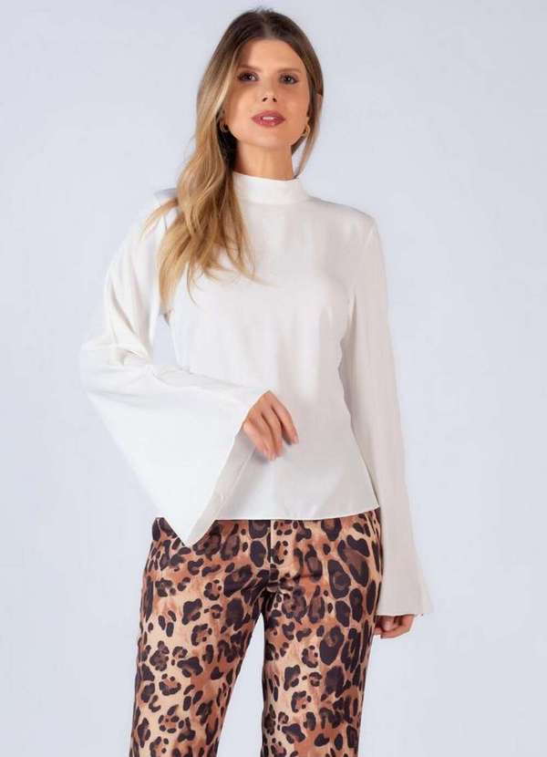 Lamis - Camisa Aberta nas Costas em Poliester Off White 2