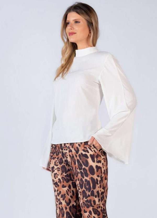 Lamis - Camisa Aberta nas Costas em Poliester Off White 3