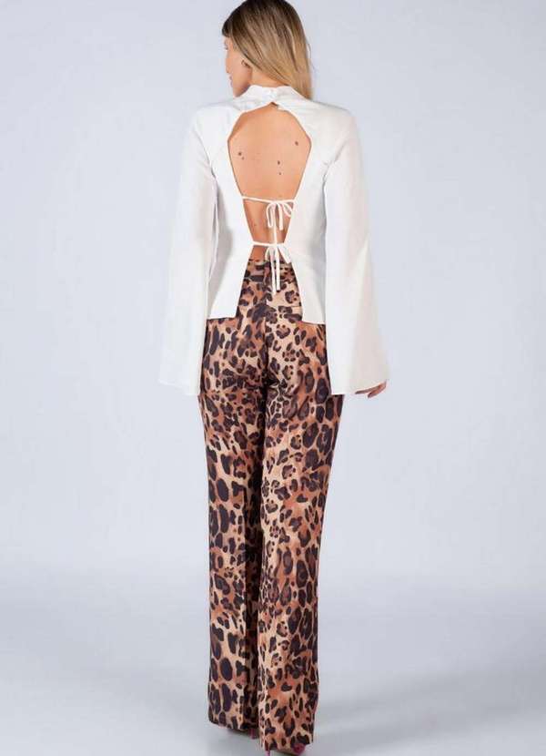 Lamis - Camisa Aberta nas Costas em Poliester Off White 4