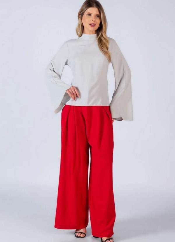 Lamis - Camisa Aberta nas Costas em Poliester Cinza