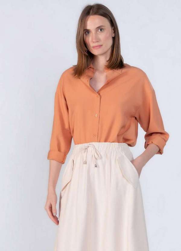 Lamis - Camisa Ampla em Viscose Texturas Marrom 2