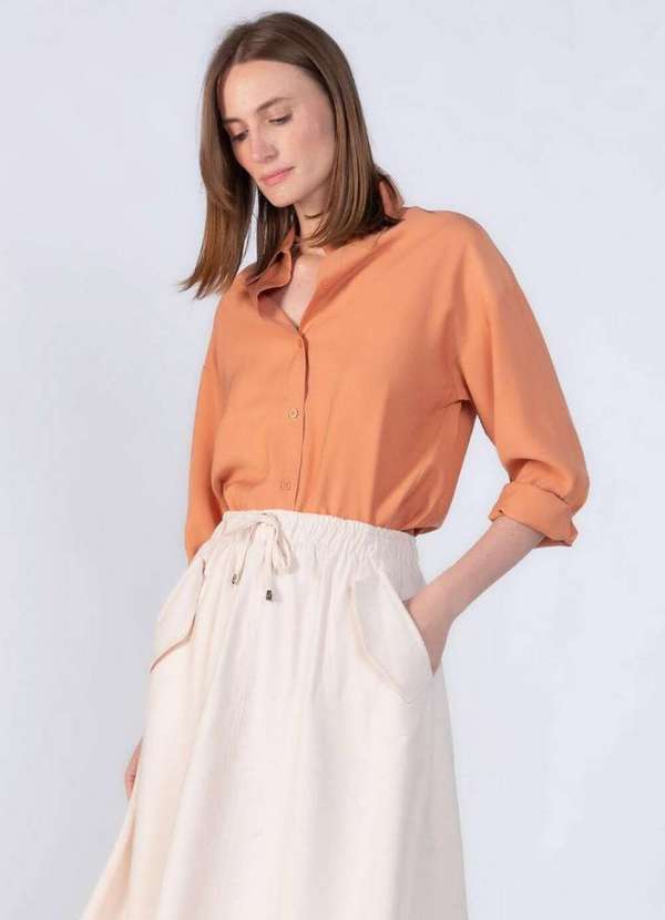 Lamis - Camisa Ampla em Viscose Texturas Marrom 3