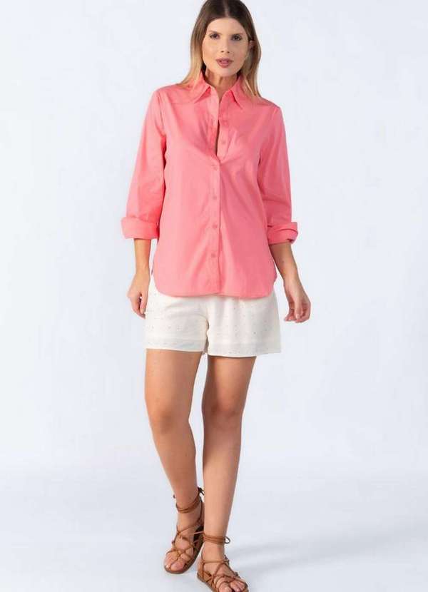 Lamis - Camisa Basica em Algodao Salmao