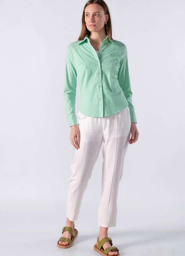 Lamis - Camisa Brasão Listrada com Pence Verde