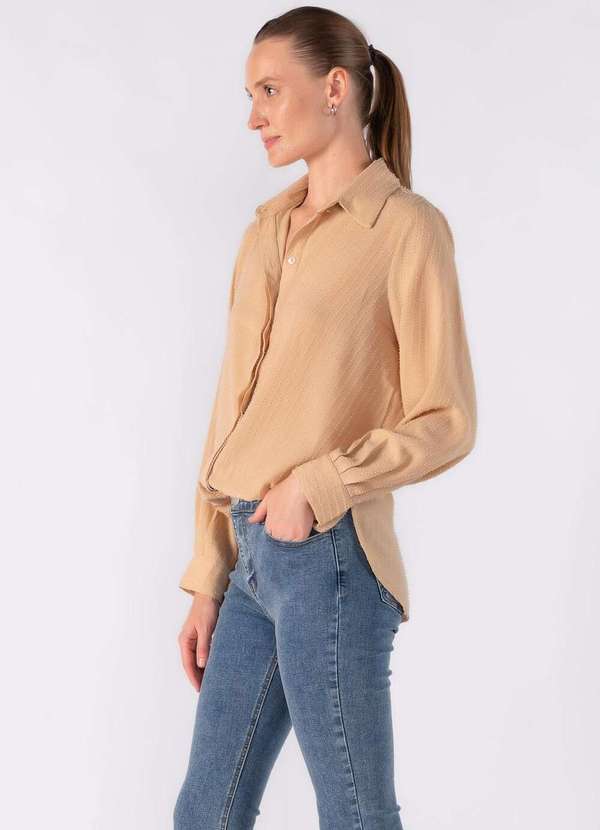 Lamis - Camisa com Textura e Detalhe em Lurex Bege 3