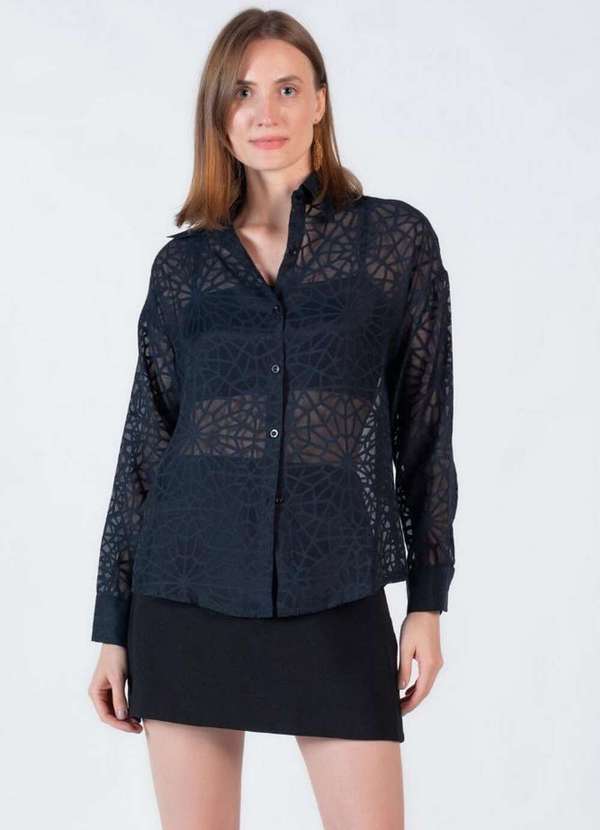 Lamis - Camisa com Transparencia Oversized Preto